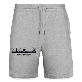 Washingtoner Skyline Washington - Stanley/Stella Trainer Unisex Organic Jogging Shorts - heather grey - Front - Nik (191cm) & Marisol (170cm)