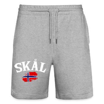 Vacances en Norvège dans les fjords de Norge Voyage en Scandinavie - Short de jogging bio TRAINER Stanley/Stella unisexe - gris chiné - Devant - Nik (191cm) & Marisol (170cm)