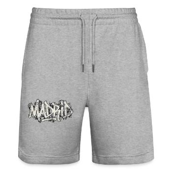 Madrid Graffiti Hip Hop - Short de jogging bio TRAINER Stanley/Stella unisexe - gris chiné - Devant - Nik (191cm) & Marisol (170cm)