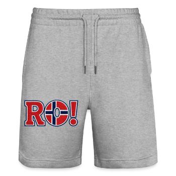 RO! Norway Embroidered Supporter Design - Stanley/Stella Trainer Unisex Organic Jogging Shorts - heather grey - Front - Nik (191cm) & Marisol (170cm)