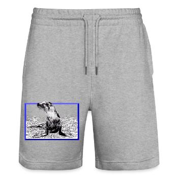 Phoque - Short de jogging bio TRAINER Stanley/Stella unisexe - gris chiné - Devant - Nik (191cm) & Marisol (170cm)