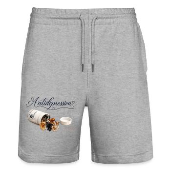 Antidepressive Hundeliebe - Stanley/Stella Unisex Bio Joggingshorts Trainer  - Grau meliert - Vorne - Nik (191cm) & Marisol (170cm)