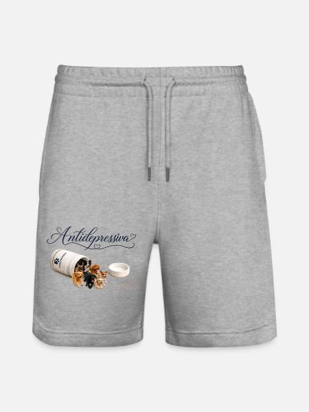 Antidepressive Hundeliebe - Stanley/Stella Unisex Bio Joggingshorts Trainer  - Grau meliert