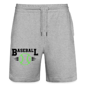 Balle de baseball néon avec points illuminés - Short de jogging bio TRAINER Stanley/Stella unisexe - gris chiné - Devant - Nik (191cm) & Marisol (170cm)