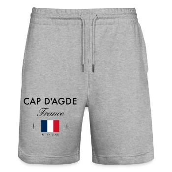 Cap d'Agde Frankreich Koordinaten Reise Souvenir - Stanley/Stella Unisex Bio Joggingshorts Trainer  - Grau meliert - Vorne - Nik (191cm) & Marisol (170cm)