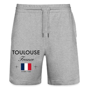 Toulouse France Coordinates Travel Souvenir - Stanley/Stella Trainer Unisex Organic Jogging Shorts - heather grey - Front - Nik (191cm) & Marisol (170cm)