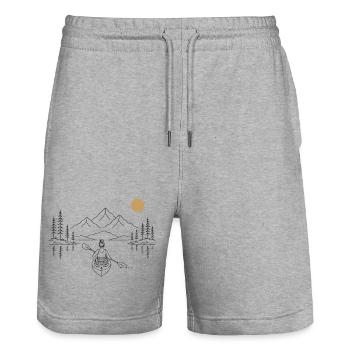 Kayak on the lake - Stanley/Stella Trainer Unisex Organic Jogging Shorts - heather grey - Front - Nik (191cm) & Marisol (170cm)