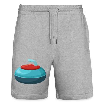 Curling stone - Stanley/Stella Trainer Unisex Organic Jogging Shorts - heather grey - Front - Nik (191cm) & Marisol (170cm)