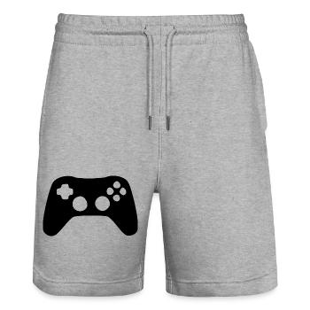 Gamer Gaming Gift - Stanley/Stella Trainer Unisex Organic Jogging Shorts - heather grey - Front - Nik (191cm) & Marisol (170cm)