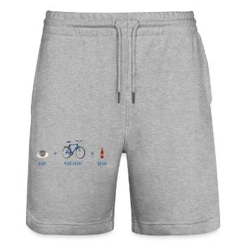 Café du matin Cycling Joie - Short de jogging bio TRAINER Stanley/Stella unisexe - gris chiné - Devant - Nik (191cm) & Marisol (170cm)