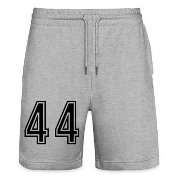 44 Number Symbol - Stanley/Stella Trainer Unisex Organic Jogging Shorts - heather grey - Front - Nik (191cm) & Marisol (170cm)