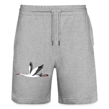 Stork bird - Stanley/Stella Trainer Unisex Organic Jogging Shorts - heather grey - Front - Nik (191cm) & Marisol (170cm)