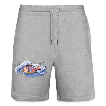 poisson - Short de jogging bio TRAINER Stanley/Stella unisexe - gris chiné - Devant - Nik (191cm) & Marisol (170cm)
