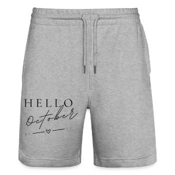 Bonjour octobre | Design minimaliste d’automne - Short de jogging bio TRAINER Stanley/Stella unisexe - gris chiné - Devant - Nik (191cm) & Marisol (170cm)