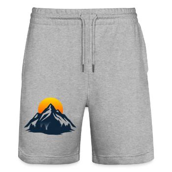 Sunset Mountain Silhouette - Stanley/Stella Unisex Bio Joggingshorts Trainer  - Grau meliert - Vorne - Nik (191cm) & Marisol (170cm)