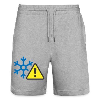 Cold Weather Warning Solid Icon Frost  Symbol - Stanley/Stella Trainer Unisex Organic Jogging Shorts - heather grey - Front - Nik (191cm) & Marisol (170cm)