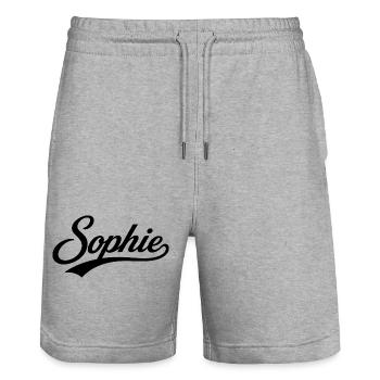 Sophie Nom Cadeau Avant-Dernier Famille - Short de jogging bio TRAINER Stanley/Stella unisexe - gris chiné - Devant - Nik (191cm) & Marisol (170cm)