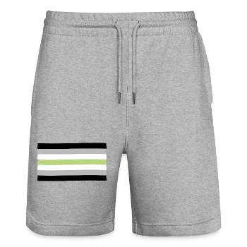 Drapeau de la fierté agenre - Short de jogging bio TRAINER Stanley/Stella unisexe - gris chiné - Devant - Nik (191cm) & Marisol (170cm)