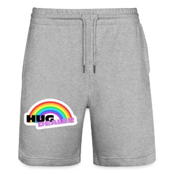 Hug Dealer Stickers: Colorful Rainbow Design - Stanley/Stella Trainer Unisex Organic Jogging Shorts - heather grey - Front - Nik (191cm) & Marisol (170cm)