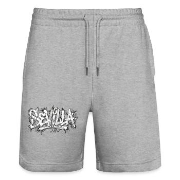 Sevilla Graffiti Hip Hop - Stanley/Stella Trainer Unisex Organic Jogging Shorts - heather grey - Front - Nik (191cm) & Marisol (170cm)