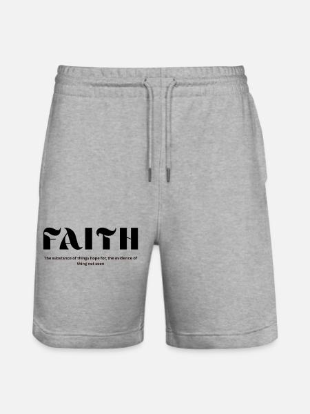 Faith Flame Typography - Stanley/Stella Trainer Unisex Organic Jogging Shorts - heather grey