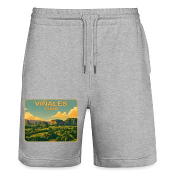 Vinales Kuba - Stanley/Stella Unisex Bio Joggingshorts Trainer  - Grau meliert - Vorne - Nik (191cm) & Marisol (170cm)