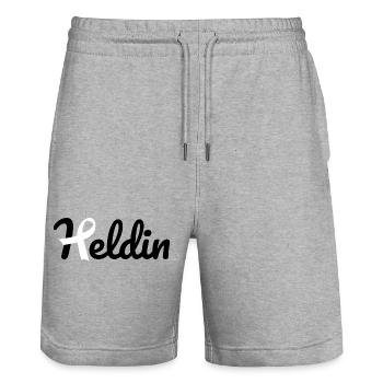 Heroine Cancer - Stanley/Stella Trainer Unisex Organic Jogging Shorts - heather grey - Front - Nik (191cm) & Marisol (170cm)
