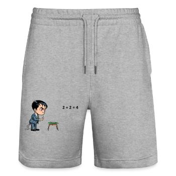 Comic-Schüler bei Rechenaufgabe – Mathe Frust - Stanley/Stella Unisex Bio Joggingshorts Trainer  - Grau meliert - Vorne - Nik (191cm) & Marisol (170cm)