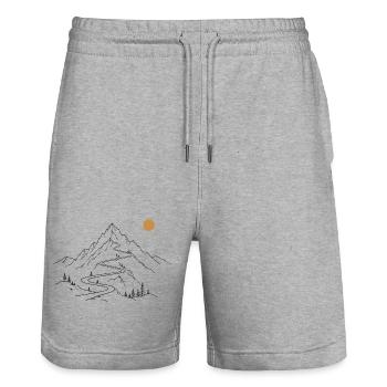 Mountain road - Stanley/Stella Trainer Unisex Organic Jogging Shorts - heather grey - Front - Nik (191cm) & Marisol (170cm)