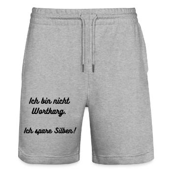 Heimatliebe_Nord_Wortkarg - Stanley/Stella Unisex Bio Joggingshorts Trainer  - Grau meliert - Vorne - Nik (191cm) & Marisol (170cm)