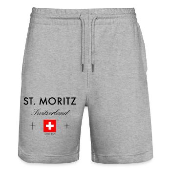 St. Moritz Schweiz Koordinaten Reise Souvenir - Stanley/Stella Unisex Bio Joggingshorts Trainer  - Grau meliert - Vorne - Nik (191cm) & Marisol (170cm)