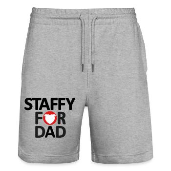 Staffy für Papa mit Herzkopf Staffie - 044 - Stanley/Stella Unisex Bio Joggingshorts Trainer  - Grau meliert - Vorne - Nik (191cm) & Marisol (170cm)
