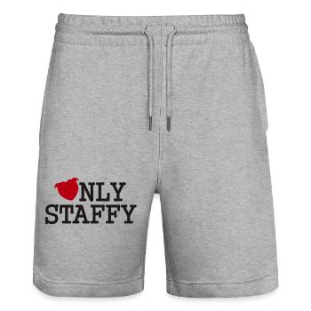 Nur Staffy mit Staffie-Herzkopf - 027 - Stanley/Stella Unisex Bio Joggingshorts Trainer  - Grau meliert - Vorne - Nik (191cm) & Marisol (170cm)