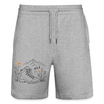Wanderstiefel am Bergpfad - Stanley/Stella Unisex Bio Joggingshorts Trainer  - Grau meliert - Vorne - Nik (191cm) & Marisol (170cm)