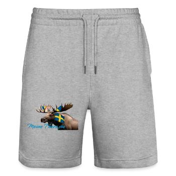Meine Therapie Schwedenmoose - Stanley/Stella Unisex Bio Joggingshorts Trainer  - Grau meliert - Vorne - Nik (191cm) & Marisol (170cm)