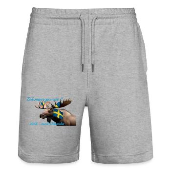 Nordic Moose mit Schwedenflagge - Stanley/Stella Unisex Bio Joggingshorts Trainer  - Grau meliert - Vorne - Nik (191cm) & Marisol (170cm)