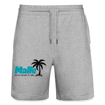 Malle Palmen Strand Vibe - türkis 2026 - Stanley/Stella Unisex Bio Joggingshorts Trainer  - Grau meliert - Vorne - Nik (191cm) & Marisol (170cm)