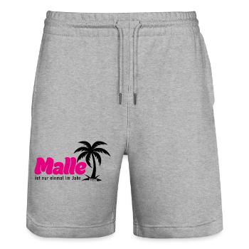 Malle ist nur einmal im Jahr 2026 - pink - Stanley/Stella Unisex Bio Joggingshorts Trainer  - Grau meliert - Vorne - Nik (191cm) & Marisol (170cm)