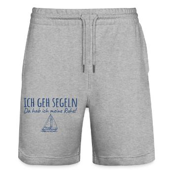 Segeln Da hab ich meine Ruhe - Stanley/Stella Unisex Bio Joggingshorts Trainer  - Grau meliert - Vorne - Nik (191cm) & Marisol (170cm)