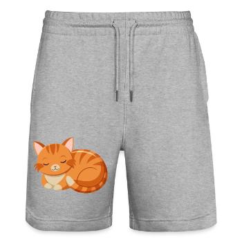 Cute sleeping cat - Stanley/Stella Trainer Unisex Organic Jogging Shorts - heather grey - Front - Nik (191cm) & Marisol (170cm)