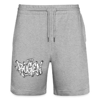 Rügen Graffiti Oldschool Hip Hop - Stanley/Stella Trainer Unisex Organic Jogging Shorts - heather grey - Front - Nik (191cm) & Marisol (170cm)