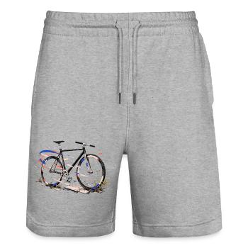Bicyclette urbaine éclatée - Short de jogging bio TRAINER Stanley/Stella unisexe - gris chiné - Devant - Nik (191cm) & Marisol (170cm)
