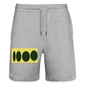 Yellow Canvas Abstract Oval Series - Stanley/Stella Trainer Unisex Organic Jogging Shorts - heather grey - Front - Nik (191cm) & Marisol (170cm)