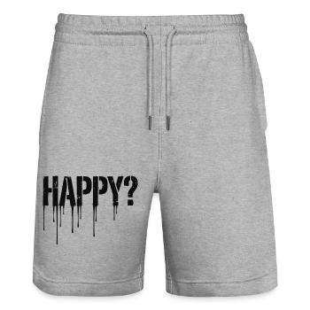 Happy Drip - Happy? - Stanley/Stella Trainer Unisex Organic Jogging Shorts - heather grey - Front - Nik (191cm) & Marisol (170cm)