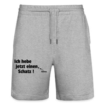 Schatz heben - Stanley/Stella Unisex Bio Joggingshorts Trainer  - Grau meliert - Vorne - Nik (191cm) & Marisol (170cm)