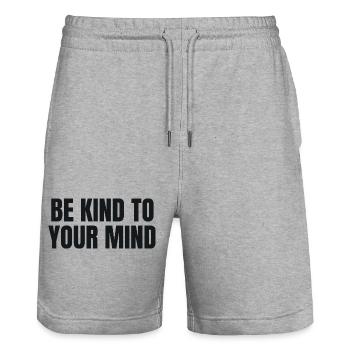 Be Kind To Your Mind - Mental Health - Stanley/Stella Trainer Unisex Organic Jogging Shorts - heather grey - Front - Nik (191cm) & Marisol (170cm)