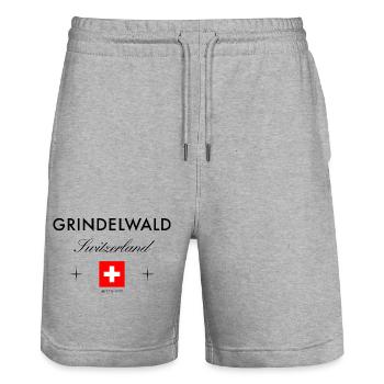 Grindelwald Schweiz Koordinaten Reise Souvenir - Stanley/Stella Unisex Bio Joggingshorts Trainer  - Grau meliert - Vorne - Nik (191cm) & Marisol (170cm)