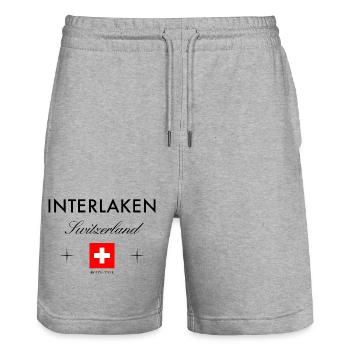Coordonnées de Suisse Interlaken Souvenir de voyage - Short de jogging bio TRAINER Stanley/Stella unisexe - gris chiné - Devant - Nik (191cm) & Marisol (170cm)