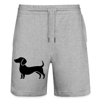 Dackel - Stanley/Stella Unisex Bio Joggingshorts Trainer  - Grau meliert - Vorne - Nik (191cm) & Marisol (170cm)
