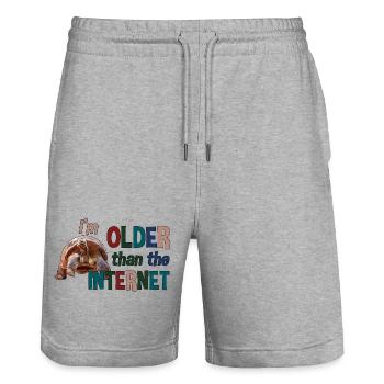 I’m older than the Internet - Schildkröte - Stanley/Stella Unisex Bio Joggingshorts Trainer  - Grau meliert - Vorne - Nik (191cm) & Marisol (170cm)